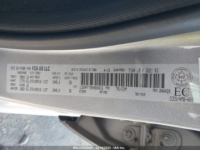1C6SRFFT9KN834316 RAM 1500 Big Horn
