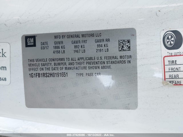 Chevrolet Camaro 1lt 2017 1G1FB1RS2H0191651 Image 9