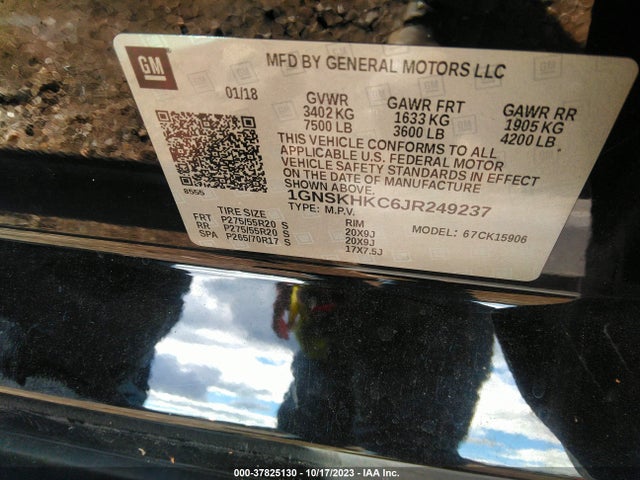 Chevrolet Suburban Lt 2018 1GNSKHKC6JR249237 Image 9