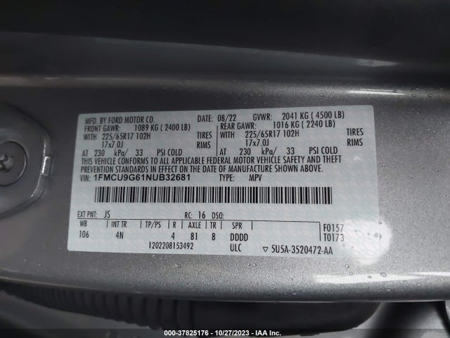 Ford ESCAPE SE 2022 1FMCU9G61NUB32681 Image 9