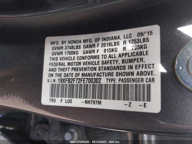19XFB2F72FE700302 Honda Civic Sedan Se