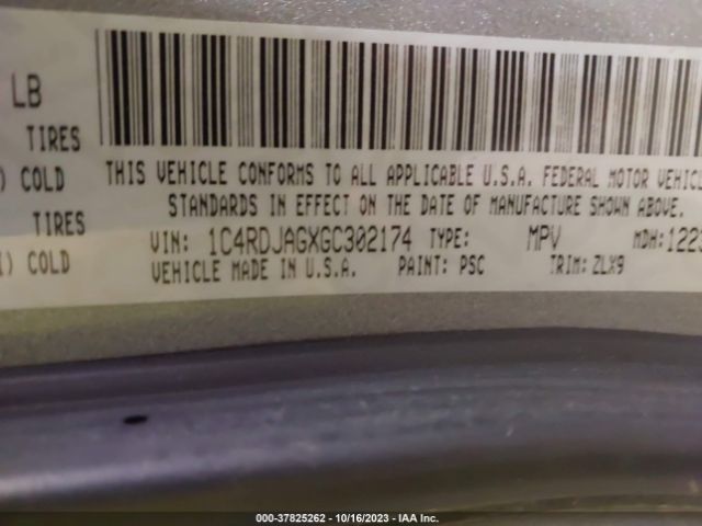 1C4RDJAGXGC302174 Dodge Durango Sxt