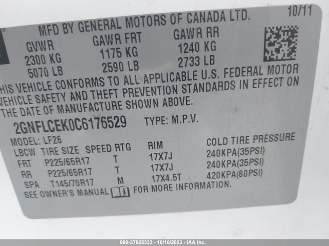 2012 CHEVROLET EQUINOX LS VIN: 2GNFLCEK0C6176529