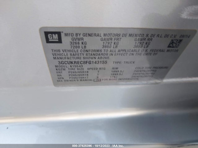 Chevrolet Silverado 1500 Lt 2015 3GCUKREC8FG143155 Image 9