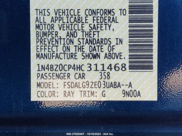 1N4BZ0CP4HC311468 Nissan Leaf Sl