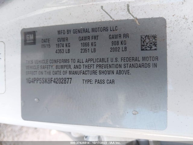 37825514 :رقم المزاد ، 1G4PP5SK8F4202877 vin ، 2015 Buick Verano مزاد بيع