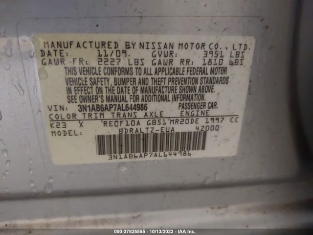2010 NISSAN SENTRA 2.0 SR VIN: 3N1AB6AP7AL644986