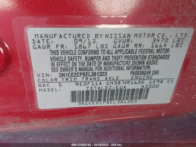 2014 NISSAN VERSA NOTE SV VIN: 3N1CE2CP8EL381323