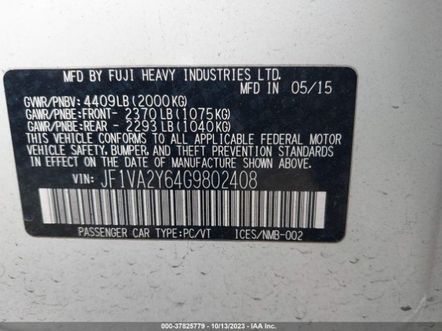 JF1VA2Y64G9802408 Subaru Wrx Sti Limited