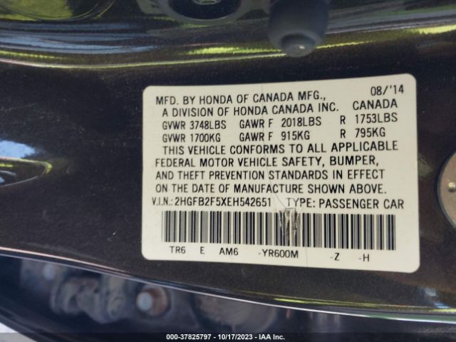 2HGFB2F5XEH542651 Honda Civic Lx