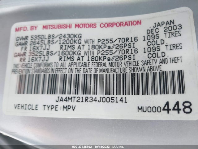 2004 MITSUBISHI MONTERO SPORT JA4MT21R34J005141 Photo 8
