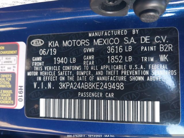 3KPA24AB8KE249498 KIA RIO S