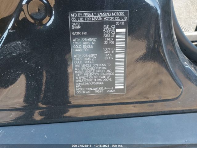 KNMAT2MVXJP598264 Nissan ROGUE SV