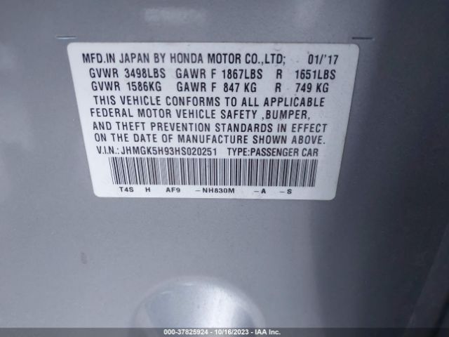 JHMGK5H93HS020251 Honda Fit Ex-l