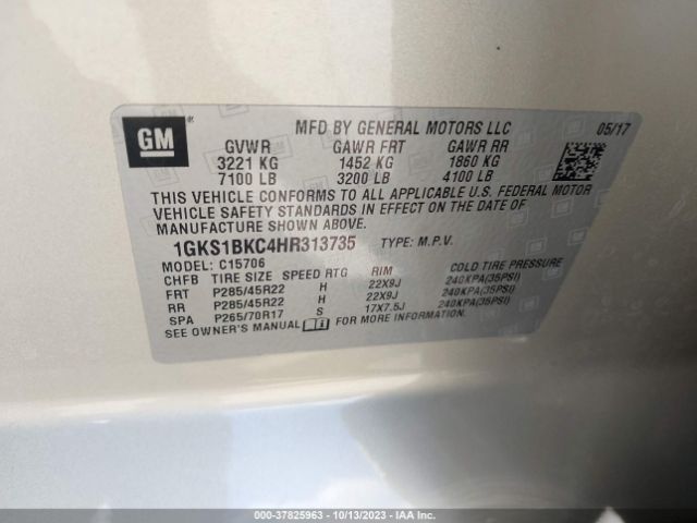 1GKS1BKC4HR313735 GMC YUKON SLT