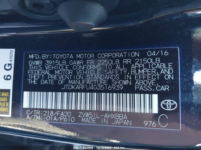 Toyota Prius Four 2016 JTDKARFU4G3516939 Image 9
