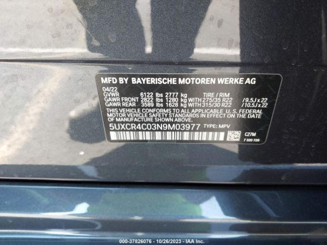 5UXCR4C03N9M03977 BMW X5 Sdrive40i