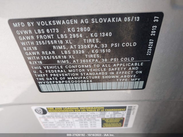 WVGEF9BP0ED000644 Volkswagen Touareg Sport