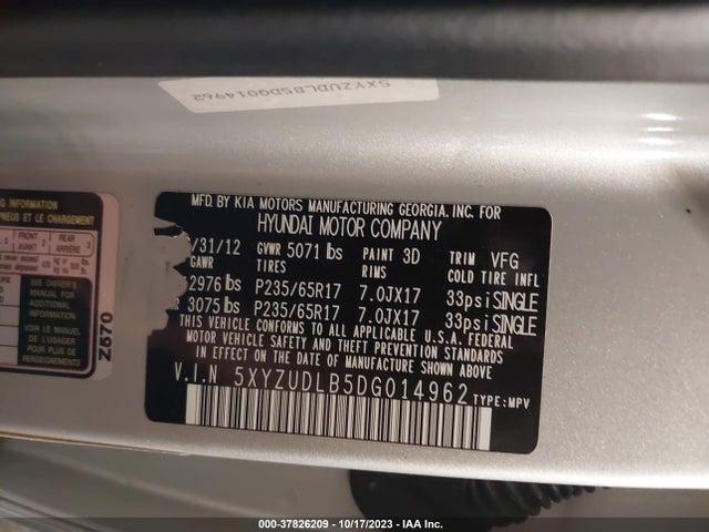 2013 HYUNDAI SANTA FE SPORT VIN: 5XYZUDLB5DG014962