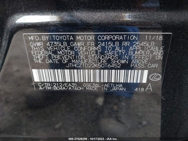 JTHCZ1D22K5016452 Lexus Is Is 350