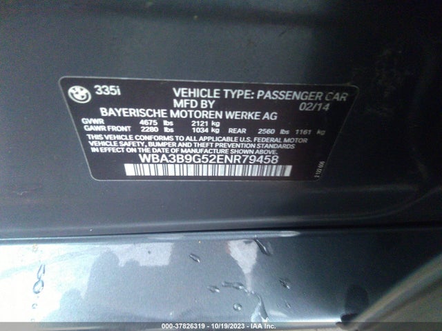 BMW 335i Xdrive 2014 WBA3B9G52ENR79458 Image 9