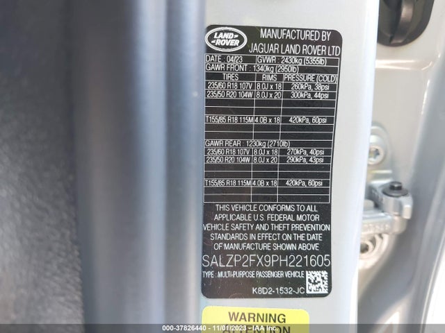 Land Rover Range Rover Evoque Se 2023 SALZP2FX9PH221605 Image 9