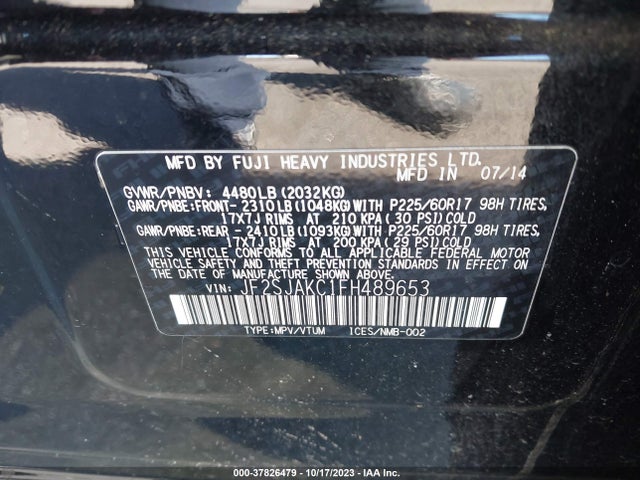 JF2SJAKC1FH489653 Subaru Forester 2.5i Limited
