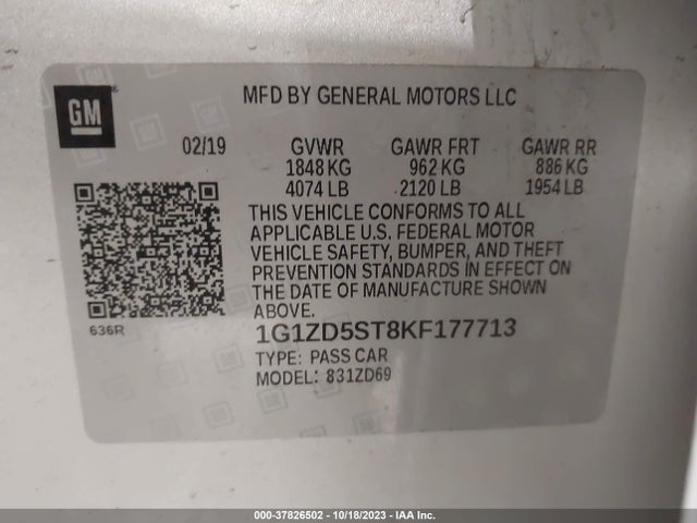 Chevrolet MALIBU LT 2019 1G1ZD5ST8KF177713 Image 9