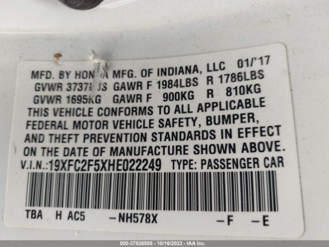 19XFC2F5XHE022249 Honda Civic Sedan Lx