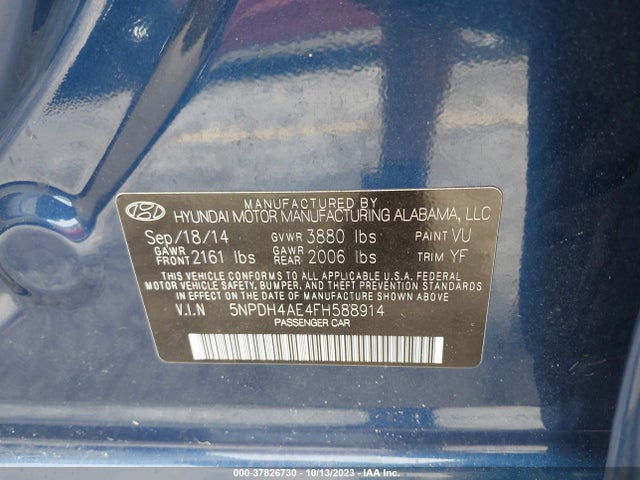 Hyundai ELANTRA SE 2015 5NPDH4AE4FH588914 Image 9
