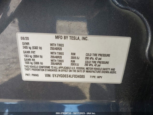 5YJYGDEE4LF034085 Tesla Model Y Long Range