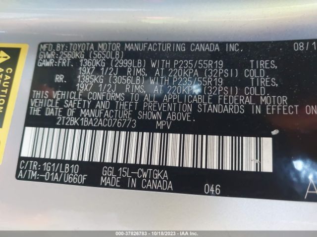 2010 LEXUS RX 350 2T2BK1BA2AC076773 Photo 8