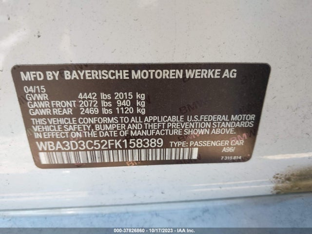 WBA3D3C52FK158389 BMW 328D