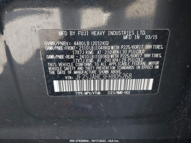 JF2SJAHC3FH805268 Subaru Forester 2.5i Limited