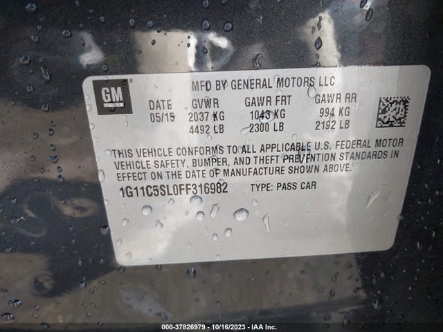Chevrolet MALIBU 1LT 2015 1G11C5SL0FF316982 Image 9