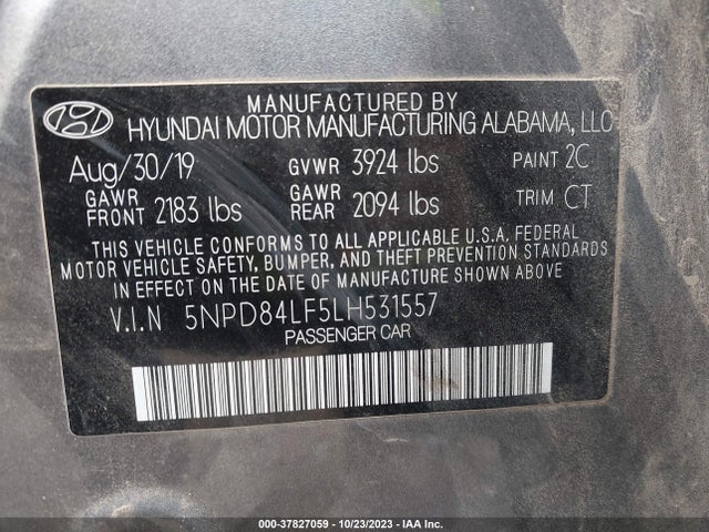 2020 HYUNDAI ELANTRA VALUE EDITION VIN: 5NPD84LF5LH531557