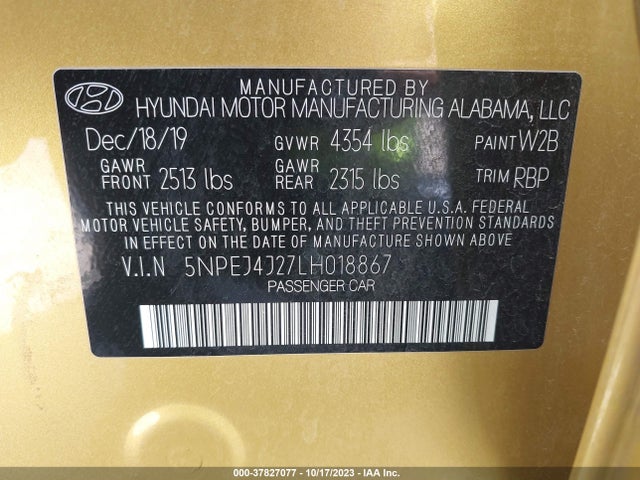 Hyundai Sonata Sel Plus 2020 5NPEJ4J27LH018867 Image 9