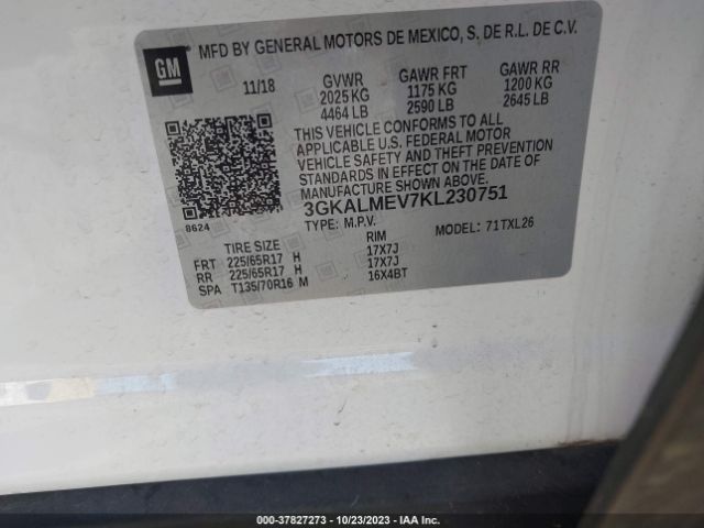 3GKALMEV7KL230751 GMC Terrain Sle
