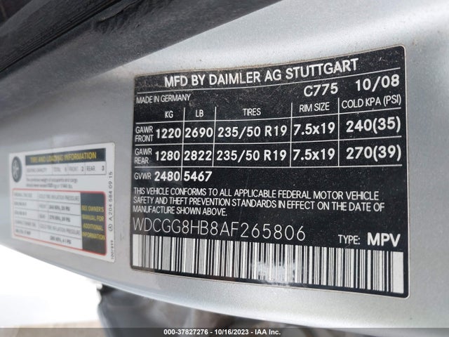 2010 MERCEDES-BENZ GLK-CLASS GLK 350 VIN: WDCGG8HB8AF265806