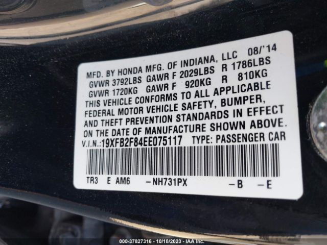 19XFB2F84EE075117 Honda Civic Sedan Ex