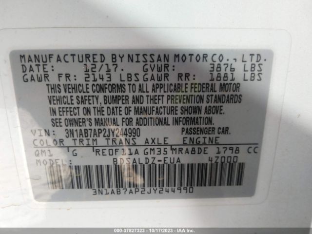 3N1AB7AP2JY244990 Nissan SENTRA SV