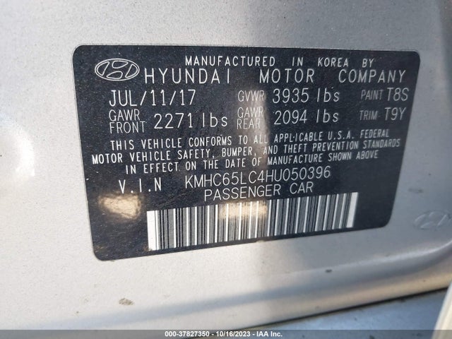 2017 HYUNDAI IONIQ HYBRID BLUE VIN: KMHC65LC4HU050396