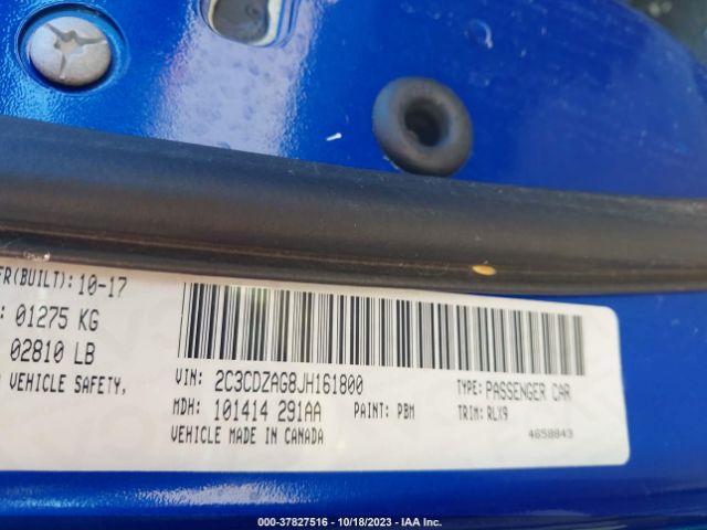 2C3CDZAG8JH161800 Dodge Challenger Sxt Plus