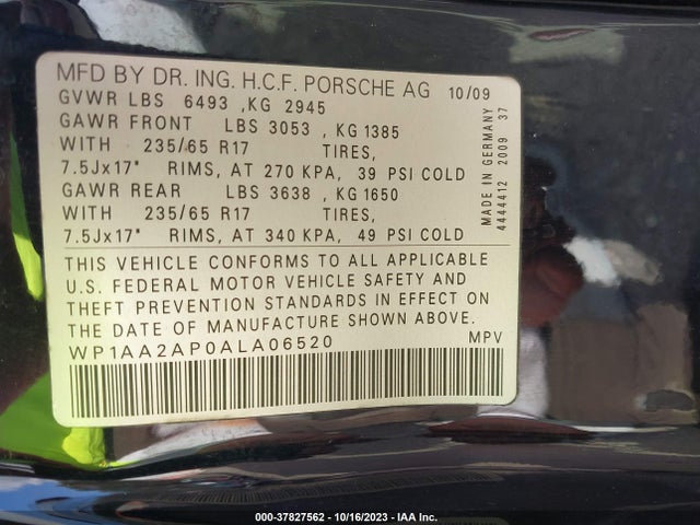 2010 PORSCHE CAYENNE WP1AA2AP0ALA06520 Photo 8