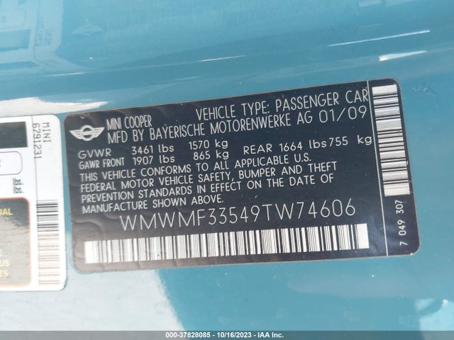 2009 MINI COOPER WMWMF33549TW74606 Photo 8