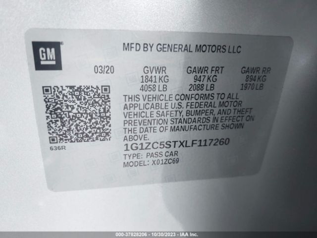 2020 CHEVROLET MALIBU 1G1ZC5STXLF117260 Photo 8