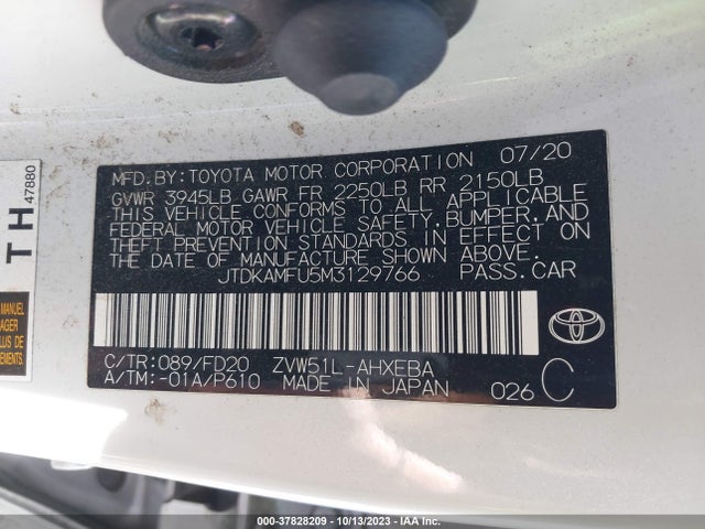 Toyota Prius L 2021 JTDKAMFU5M3129766 Image 9