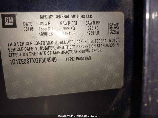 Chevrolet MALIBU LT 2016 1G1ZE5STXGF304949 Image 9