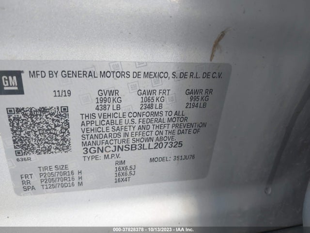 Chevrolet TRAX LS 2020 3GNCJNSB3LL207325 Image 9