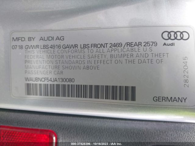 2018 AUDI A5 SPORTBACK WAUBNCF54JA130080 Photo 8